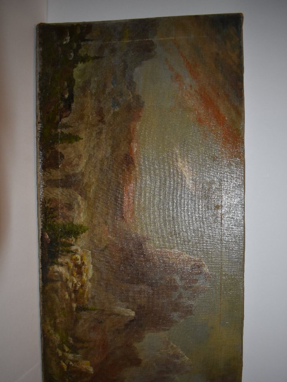 Antique 19th Century Hudson River Landscape Scenic Oil Painting SIGNED-24" x 12" - Picture 2 of 12